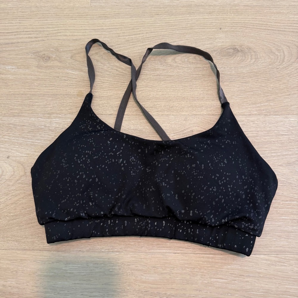 ProPlayer Womens Black Reflective Speckled Sports Bra Adjustable Straps Small